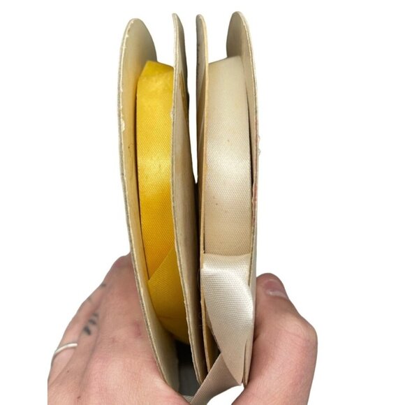 Christmas wrapping ribbon set of 2 gold white 0.25" thick craft READ - Picture 1 of 5